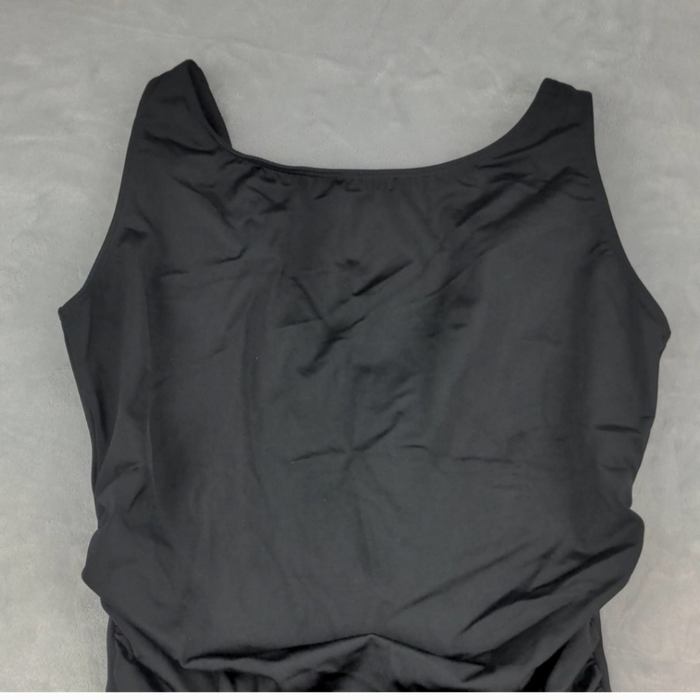 InstantFigure High Neck Ruched Tummy Control Black One Piece Swimsuit - Picture 2 of 6
